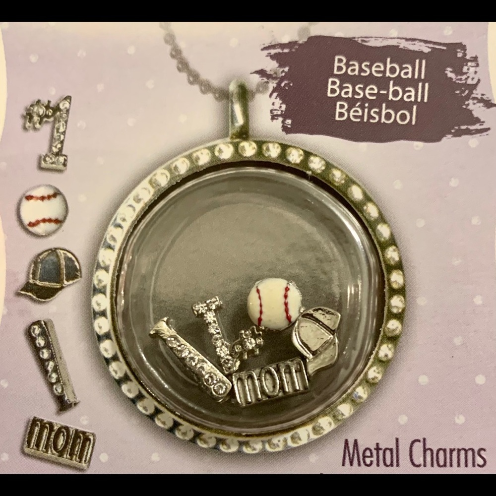 "#1 Baseball Mom" Locket Charms Set
